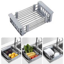 将图片加载到图库查看器，Stainless Steel Frame Drain Basket Telescopic Sink Frame
