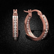 Load image into Gallery viewer, Stainless Steel Huggies Adorned with Swarovski Crystals
