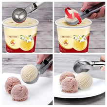 Load image into Gallery viewer, Stainless Steel Ice Cream Scooper, A Good Metal Scoop Tools For Kitchen, For Making Meatball/Melon Ball/Watermelon/Fruits, Measuring Spoon Cup for Cooking Baking

