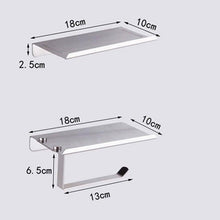 Load image into Gallery viewer, Stainless Steel Toilet Paper Holder Bathroom Wall Mount WC Paper Phone Holder Shelf Towel Roll shelf Accessories Toilet Paper Holder With Phone Shelf Aluminum Bathroom Accessories Tissue Roll Dispenser Storage Rack, Wall Mounted Modern Paper Towel Adapter
