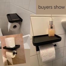 Load image into Gallery viewer, Stainless Steel Toilet Paper Holder Bathroom Wall Mount WC Paper Phone Holder Shelf Towel Roll shelf Accessories Toilet Paper Holder With Phone Shelf Aluminum Bathroom Accessories Tissue Roll Dispenser Storage Rack, Wall Mounted Modern Paper Towel Adapter
