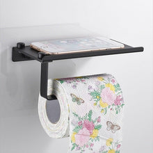 Load image into Gallery viewer, Stainless Steel Toilet Paper Holder Bathroom Wall Mount WC Paper Phone Holder Shelf Towel Roll shelf Accessories Toilet Paper Holder With Phone Shelf Aluminum Bathroom Accessories Tissue Roll Dispenser Storage Rack, Wall Mounted Modern Paper Towel Adapter
