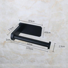 将图片加载到图库查看器，Stainless Steel Wall Toilet Paper Roll Holder Black Silver Self Adhesive Toilet Paper Holder for Bathroom Stick Wall Towel Rack
