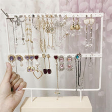 将图片加载到图库查看器，Stand Jewelry Display Organizer Earrings Pendants Bracelets Jewelry Holder With Wooden Base Earrings Storage Rack Metal Jewelry Storage Stand Necklace Rack Ornaments Display Stand Shopping Earring Stand
