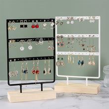 将图片加载到图库查看器，Stand Jewelry Display Organizer Earrings Pendants Bracelets Jewelry Holder With Wooden Base Earrings Storage Rack Metal Jewelry Storage Stand Necklace Rack Ornaments Display Stand Shopping Earring Stand
