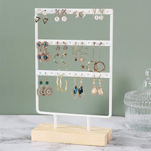 将图片加载到图库查看器，Stand Jewelry Display Organizer Earrings Pendants Bracelets Jewelry Holder With Wooden Base Earrings Storage Rack Metal Jewelry Storage Stand Necklace Rack Ornaments Display Stand Shopping Earring Stand
