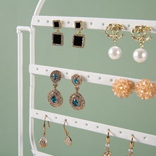 将图片加载到图库查看器，Stand Jewelry Display Organizer Earrings Pendants Bracelets Jewelry Holder With Wooden Base Earrings Storage Rack Metal Jewelry Storage Stand Necklace Rack Ornaments Display Stand Shopping Earring Stand
