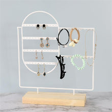 将图片加载到图库查看器，Stand Jewelry Display Organizer Earrings Pendants Bracelets Jewelry Holder With Wooden Base Earrings Storage Rack Metal Jewelry Storage Stand Necklace Rack Ornaments Display Stand Shopping Earring Stand
