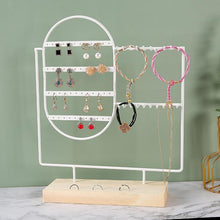 将图片加载到图库查看器，Stand Jewelry Display Organizer Earrings Pendants Bracelets Jewelry Holder With Wooden Base Earrings Storage Rack Metal Jewelry Storage Stand Necklace Rack Ornaments Display Stand Shopping Earring Stand
