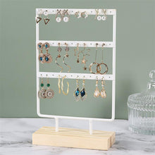 将图片加载到图库查看器，Stand Jewelry Display Organizer Earrings Pendants Bracelets Jewelry Holder With Wooden Base Earrings Storage Rack Metal Jewelry Storage Stand Necklace Rack Ornaments Display Stand Shopping Earring Stand
