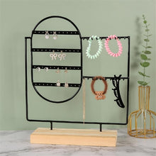 将图片加载到图库查看器，Stand Jewelry Display Organizer Earrings Pendants Bracelets Jewelry Holder With Wooden Base Earrings Storage Rack Metal Jewelry Storage Stand Necklace Rack Ornaments Display Stand Shopping Earring Stand
