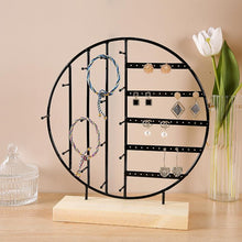 将图片加载到图库查看器，Stand Jewelry Display Organizer Earrings Pendants Bracelets Jewelry Holder With Wooden Base Earrings Storage Rack Metal Jewelry Storage Stand Necklace Rack Ornaments Display Stand Shopping Earring Stand
