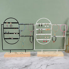 将图片加载到图库查看器，Stand Jewelry Display Organizer Earrings Pendants Bracelets Jewelry Holder With Wooden Base Earrings Storage Rack Metal Jewelry Storage Stand Necklace Rack Ornaments Display Stand Shopping Earring Stand
