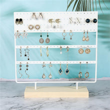 将图片加载到图库查看器，Stand Jewelry Display Organizer Earrings Pendants Bracelets Jewelry Holder With Wooden Base Earrings Storage Rack Metal Jewelry Storage Stand Necklace Rack Ornaments Display Stand Shopping Earring Stand
