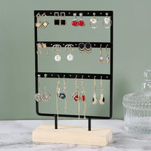 将图片加载到图库查看器，Stand Jewelry Display Organizer Earrings Pendants Bracelets Jewelry Holder With Wooden Base Earrings Storage Rack Metal Jewelry Storage Stand Necklace Rack Ornaments Display Stand Shopping Earring Stand
