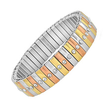 Load image into Gallery viewer, Steel by Design Stainless Tri-Color Stretch Bracelet
