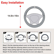 Load image into Gallery viewer, Steering Wheel Cover 14.5"- 15" Diameter Universal Fiber Leather
