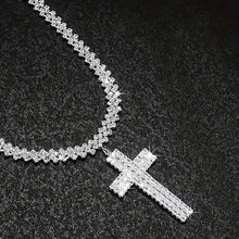 Load image into Gallery viewer, Sterling Silver 925 Luxury Cross Pendant Necklace with Multi-Layer Zircon and Sparkling Rhinestones
