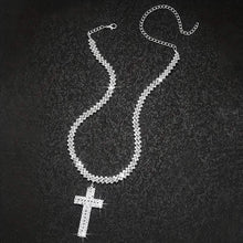 Load image into Gallery viewer, Sterling Silver 925 Luxury Cross Pendant Necklace with Multi-Layer Zircon and Sparkling Rhinestones
