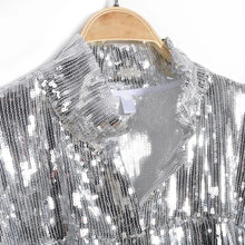 Load image into Gallery viewer, Sterlling Women's Tassel Sequin Jacket Autumn Winter Streewear Rock Stylish Long-sleeved Silver Reflective Jacket Women Outwear Tops
