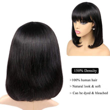 将图片加载到图库查看器，Straight Bob Wig Human Hair Wig With Bangs Short Bob Human Hair Wigs For Women Brazilian Straight Fringe Human Hair Wigs For Black Women Gifts for Girlfriends
