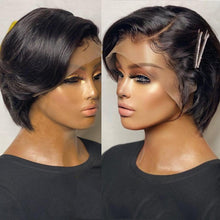 将图片加载到图库查看器，Straight Pixie Cut Wig Side Part Lace Front Human Hair Wigs Pre-plucked for Black Women Brazilian Bob Wig Transparent Lace Wigs Human Hair Wigs For Black Women Gifts for Girlfriends
