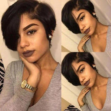 将图片加载到图库查看器，Straight Pixie Cut Wig Side Part Lace Front Human Hair Wigs Pre-plucked for Black Women Brazilian Bob Wig Transparent Lace Wigs Human Hair Wigs For Black Women Gifts for Girlfriends
