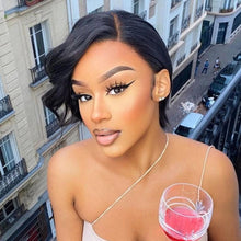 将图片加载到图库查看器，Straight Pixie Cut Wig Side Part Lace Front Human Hair Wigs Pre-plucked for Black Women Brazilian Bob Wig Transparent Lace Wigs Human Hair Wigs For Black Women Gifts for Girlfriends
