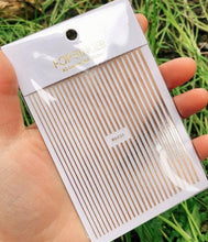 将图片加载到图库查看器，Stripe Line Nail Sticker Decal Thin Lining Line Art Self-Adhesive Peel Off Silver /Gold /White /Black Gold Stickers Accessories Strip Line Nail Decal Self-Adhesive 3D Wave Decal Decoration Metallic Curve Design Decoration for Women Girls

