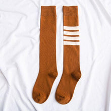 将图片加载到图库查看器，Striped Long Warm Thigh High Stockings Women's Casual Tube Thigh High Socks for School Over Knee High Socks for girls
