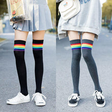 将图片加载到图库查看器，Striped Long Warm Thigh High Stockings Women's Casual Tube Thigh High Socks for School Over Knee High Socks for girls
