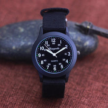 将图片加载到图库查看器，Students Learning Time Quartz Watches Girls Water Resistant Gifts Clock Kids Canvas Fashion Wristwatches Dark Watches For Men Waterproof  Field Outdoor Sport Mens Wristwatch With Nylon Band
