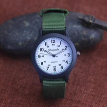 将图片加载到图库查看器，Students Learning Time Quartz Watches Girls Water Resistant Gifts Clock Kids Canvas Fashion Wristwatches Dark Watches For Men Waterproof  Field Outdoor Sport Mens Wristwatch With Nylon Band
