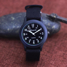 将图片加载到图库查看器，Students Learning Time Quartz Watches Girls Water Resistant Gifts Clock Kids Canvas Fashion Wristwatches Dark Watches For Men Waterproof  Field Outdoor Sport Mens Wristwatch With Nylon Band
