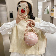 将图片加载到图库查看器，Stunning Ball Purses For Teenagers And Women Stylish Shoulder Bags, Crossbody Chain Hand Bags Personalit Leather Pink Basketball Bag For Females
