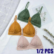 将图片加载到图库查看器，Stunning Hot Look Women's Lace Bra No Steel Ring Beauty Back comfor Wrapped Chest Comfortable Daisy Brassiere Stretch Triangle Cup Padded Underwear 1/2Pcs
