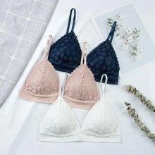 将图片加载到图库查看器，Stunning Hot Look Women's Lace Bra No Steel Ring Beauty Back comfor Wrapped Chest Comfortable Daisy Brassiere Stretch Triangle Cup Padded Underwear 1/2Pcs
