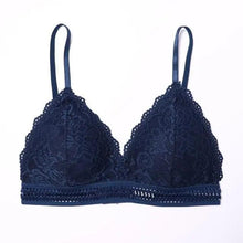 Load image into Gallery viewer, Stunning Women's French Style Lace Bra Girls Triangle Cup Lingerie With Deep V Wireless Underwear Soft Thin Seamless Bra
