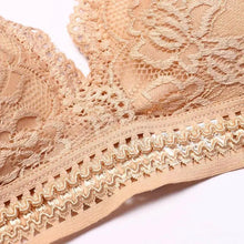 Load image into Gallery viewer, Stunning Women's French Style Lace Bra Girls Triangle Cup Lingerie With Deep V Wireless Underwear Soft Thin Seamless Bra
