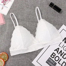 Load image into Gallery viewer, Stunning Women's French Style Lace Bra Girls Triangle Cup Lingerie With Deep V Wireless Underwear Soft Thin Seamless Bra
