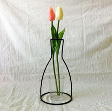 Load image into Gallery viewer, Style Retro Line Flowers Vase Frame Nordic Style Wall Hanging Metal Holder Modern Solid Home Decor Modern Rose Frame Clear Vase Planter Flower Holder Decorations for Wedding Living Room, Office Party
