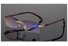 将图片加载到图库查看器，Stylish Fashionable  Blue Light Blocking Rimless Reading Glasses Women Men Simple Modern Square Frameless Diopters Glasses Frameless Reading Glasses Blue Light Blocking Rimless Computer Reader Lightweight Anti Glare Filter Eyeglasses
