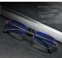 将图片加载到图库查看器，Stylish Fashionable  Blue Light Blocking Rimless Reading Glasses Women Men Simple Modern Square Frameless Diopters Glasses Frameless Reading Glasses Blue Light Blocking Rimless Computer Reader Lightweight Anti Glare Filter Eyeglasses
