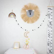 Load image into Gallery viewer, Stylish Interior Hand Woven Cartoon Lion Hanging Decorations Cotton Thread Weaving Animal Head Ornament Children room Wall Hanging
