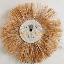 Load image into Gallery viewer, Stylish Interior Hand Woven Cartoon Lion Hanging Decorations Cotton Thread Weaving Animal Head Ornament Children room Wall Hanging
