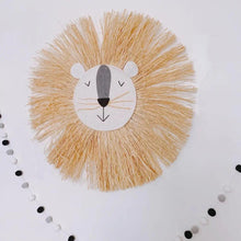 Load image into Gallery viewer, Stylish Interior Hand Woven Cartoon Lion Hanging Decorations Cotton Thread Weaving Animal Head Ornament Children room Wall Hanging

