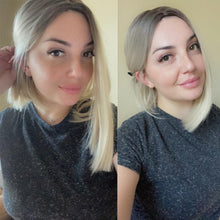 Load image into Gallery viewer, Stylish Light White Blonde Ombre Short Bob Wigs for Women Synthetic Straight Hair Wig Natural Cosplay Party Middle Part Wigs Wigs For Black Women Gifts for Bestfriends
