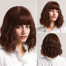 Load image into Gallery viewer, Stylish Light White Blonde Ombre Short Bob Wigs for Women Synthetic Straight Hair Wig Natural Cosplay Party Middle Part Wigs Wigs For Black Women Gifts for Bestfriends
