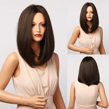 Load image into Gallery viewer, Stylish Light White Blonde Ombre Short Bob Wigs for Women Synthetic Straight Hair Wig Natural Cosplay Party Middle Part Wigs Wigs For Black Women Gifts for Bestfriends
