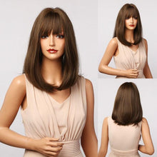 Load image into Gallery viewer, Stylish Light White Blonde Ombre Short Bob Wigs for Women Synthetic Straight Hair Wig Natural Cosplay Party Middle Part Wigs Wigs For Black Women Gifts for Bestfriends
